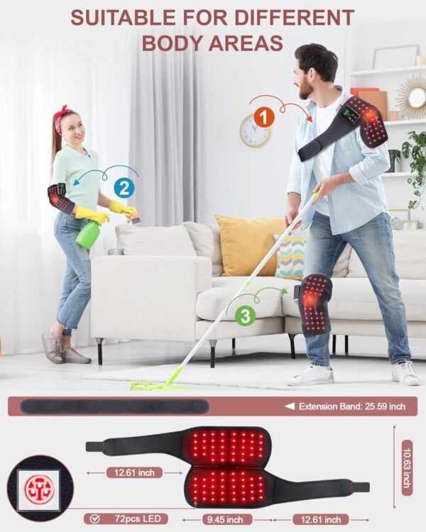 Red Light Therapy for Knee, Astarexin 72 LED Knee Wrap 3000mAh Rechargeable, Cordless Infrared Light Therapy Knee Brace Therapy Pad for Knee Shoulder Elbow Joint Relief, FSA or HSA Eligible