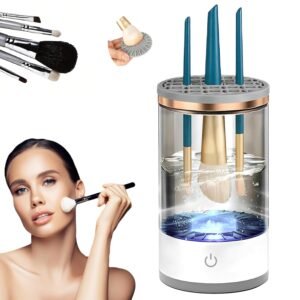 Electric Makeup Brush Cleaner - Quick Efficient Makeup Brush，Automatic Cosmetic Brush Cleaner Makeup Brush with Brush Clean Mat,Portable Compact Design for Travel