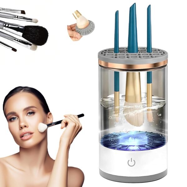 Electric Makeup Brush Cleaner - Quick Efficient Makeup Brush，Automatic Cosmetic Brush Cleaner Makeup Brush with Brush Clean Mat,Portable Compact Design for Travel