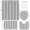 DDQQ 4Pcs Grey Shower Curtain Set with Rugs Stripe Bathroom Sets Geometric Wave Lines Shower Curtain with 12 Hooks Bathroom Decor with Rugs Bath Accessories with Mats Toilet Lid Cover