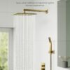 FORIOUS Rain Shower Head System, 10 Inch Shower Faucet Set with with handheld combo, Solid Brass Pressure Balanced Valve and Trim Kit Fixtures, Wall Mounted, Brushed Gold