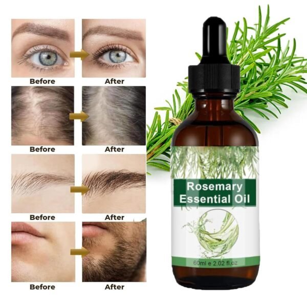 71MsHVTpxAL._SL1500_.jpg Rosemary Oil for Hair Growth Organic, 100% Pure Rosemary Essential Oil for Hair Growth, Eyelashs, Eyebrows, Face, Skin Care, Body Massage, Nourishes The Scalp - 60ml / 2.11 oz (2 PCS)