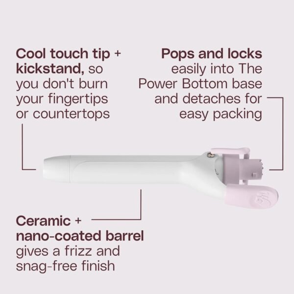 Mane Bottoms Up & Curl Hair Tool Kit - Power Bottom Base for Hair Styling Attachments + 1" Curling Iron Styling Attachment - Designed with Dual Voltage for Travel (2 Count)