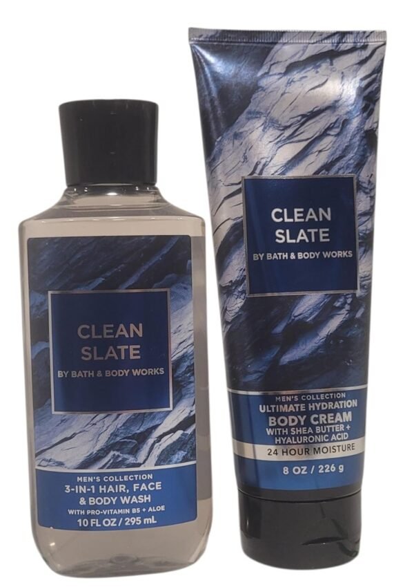 Bath and Body Clean Slate Gift Set for Men - Body Cream - 3 in 1 Hair, Face and Body Wash with Rosebud Ranch Goat Milk Soap Sample