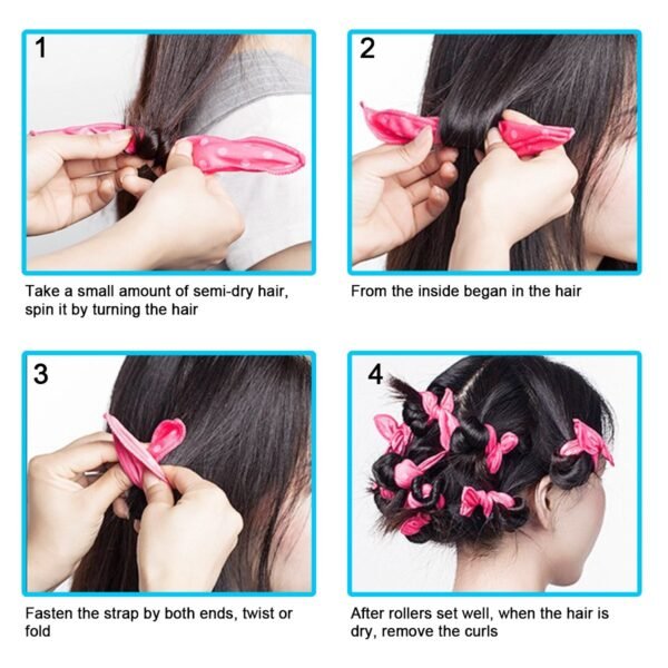 30 Pieces Hair Curler Rollers DIY Night Sleep Foam Hair Styling Tools Flexible Soft Sponge Pillow Curlers Rollers With Storage Bag (5 Colors)