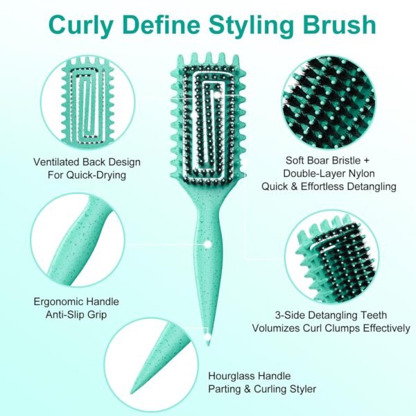 71N1p66QkYL._SL1500_.jpg Curly Hair Brush, Curl Defining Brush with Soft Boar Bristles Detangling Tangled Glides, Wide-Teeth Design Effortlessly Shaping & Defining Curls, Curling Definer for Wet & Dry Hair – Women & Men