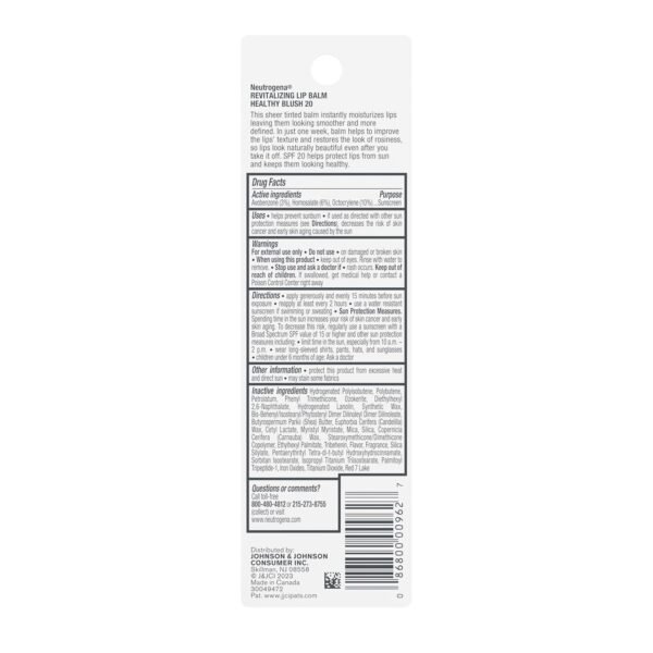 71NDrIzYyL._SL1500_.jpg Neutrogena Revitalizing Tinted Lip Balm Broad Spectrum SPF 20 Sunscreen, Moisturizing Lip Balm with a Sheer Tint for Softer, Smoother, Healthier-Looking Lips, Sheer Healthy Blush 20, .15 oz