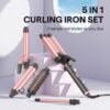 71NG7jHtaL._AC_SL1500_.jpg Wavytalk 5 in 1 Curling Wand Set, Dual Voltage Curling Iron Set with 5 Interchangeable Barrels Included A Thermal Brush, A Hair Crimper and 3 Ceramic Curling Wands(0.5"-1.25"), Rose Pink