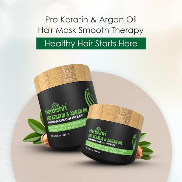 Herbishh Argan Hair Mask-Deep Conditioning & Hydration For Healthier Looking Hair- for very Dry, Weak, Stressed Out Hair, No Sulphates, No Parabens (150 ML)