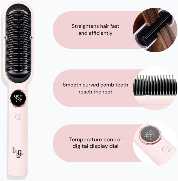 L'ANGE HAIR Smooth It 2-in-1 Digital Hair Straightener Comb with Adjustable Temperature Setting | Hot Comb Straightener for Frizz-Free, Sleek Styles on All Hair Types | (Blush)