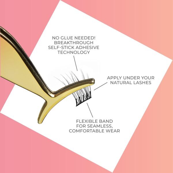 71NKsek7mL._SL1500_.jpg KISS imPRESS Falsies Self Adhesive Eyelashes, Press On Lashes, 12mm-14mm Natural Volume Lashes, Black, No Glue Needed, Invisible Band, 36 Lash Clusters & Non-Stick Applicator - Natural