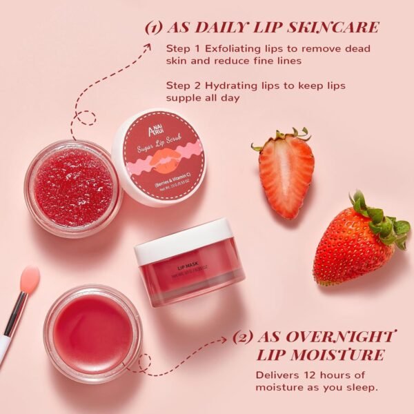 ANAI RUI Lip Scrub & Lip Mask Holiday Gifts, Lip Exfoliator Scrub and Moisturizer Gift For Girls, Lip Scrubber Exfoliator & Sugar Lip Scrub with Vitamin C, Lip Sleeping Mask Gift Set for Women