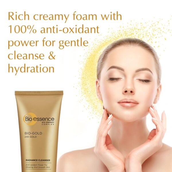 24K Gold Radiance Face Cleanser, Niacinamide Face Wash for Women, Collagen Amino Acid, Hydrating Face Cleanser for Glowing Skin, Ideal for All Skin Types, Antioxidant, Anti Ageing, 100g 3.53