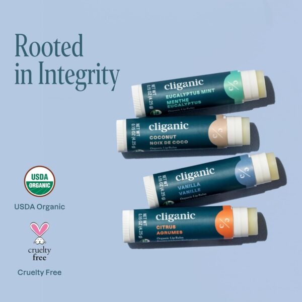 71Nd57tv6EL._SL1500_.jpg Cliganic Organic Lip Balm Set - 4 Flavors - Natural Hydrating for Cracked & Dry Lips