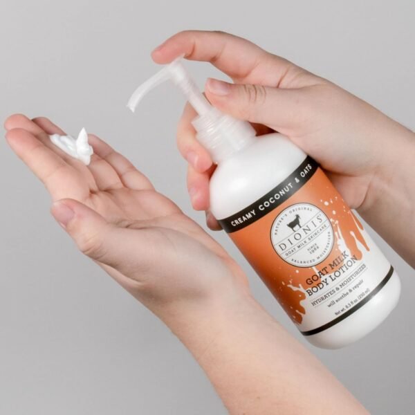 Dionis Goat Milk Hydrating Skincare Cream, Rich & Creamy Daily Moisturizing Coconut & Oats Scented Body Lotion For Dry Skin, Made in the USA, Cruelty-Free & Paraben-Free, 8.5 oz Bottle