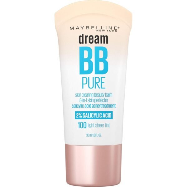 71Nk3Tv5JXL._SL1500_.jpg Maybelline Dream Pure Skin Clearing BB Cream, 8-in-1 Skin Perfecting Beauty Balm With 2% Salicylic Acid, Sheer Tint Coverage, Oil-Free, Light, 1 Count