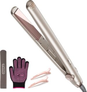71NlNNpVQmL._AC_SL1500_.jpg TYMO Flat Iron Hair Straightener - Titanium Hair Straighteners for Women, 1 Inch Professional Travel Flat Iron, Portable Straightener and Curlers with 10s Heat Up, 32 Temp, Dual Voltage & LED Display