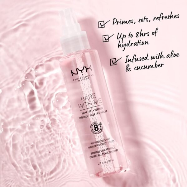 NYX PROFESSIONAL MAKEUP Bare With Me Multitasking Face Primer & Makeup Setting Spray, Hydrating Face Mist for up to 8HR Wear, Long-Lasting, Vegan Formula