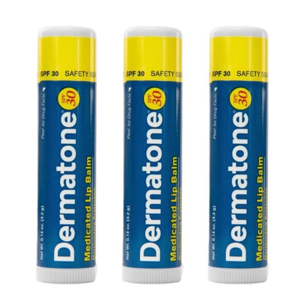 71Nwbh3k2uL._SL1500_.jpg Dermatone Original Lip Balm | Medicated & Moisturizing | Cocoa Butter, Aloe, Vitamin E | Soothe & Heal Chapped Lips | SPF30 | 3-Pack, 0.15oz sticks