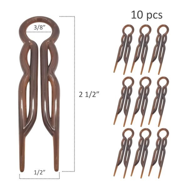 71Nxsbna0SL._SL1500_.jpg Hair Pins - 2 1/2" Plastic, U-shaped Magic Grip Hairpins, Strong Durable Pins For Fine, Thick & Long Hair, Styling Accessories - Tortoise Shell, Set of 10