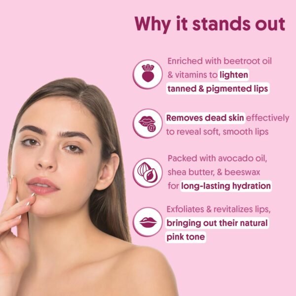 71O1ssfonEL._SL1500_.jpg Beetroot Lip Scrub with Shea Butter & Cocoa Butter – For Dark, Chapped & Pigmented Lips – Suitable for Men and Women - 0.5 FL Oz / 15gm