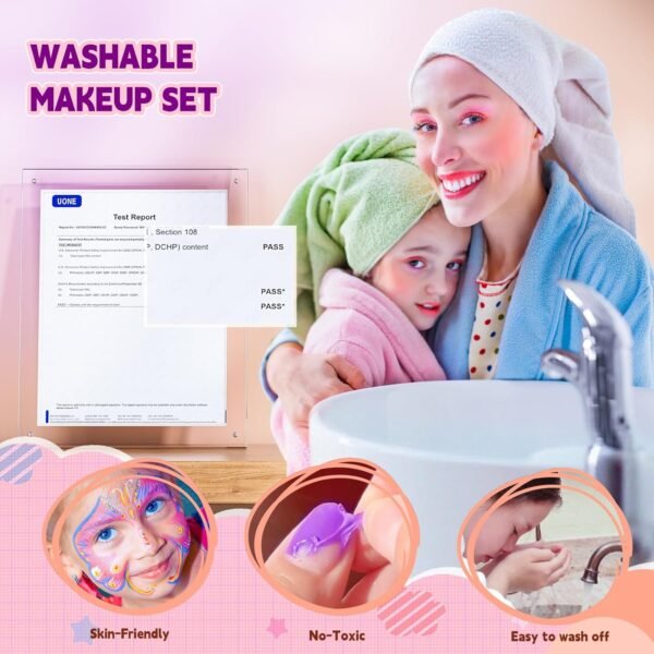 Kids Makeup Kit for Girl - Kids Makeup Girl Toys with Flying Horse Storage Case, Girl Makeup Sets Kids Toys Kids Play Makeup Set for Girls Christmas Birthday Gift Toys 3-12 Years Old Girl