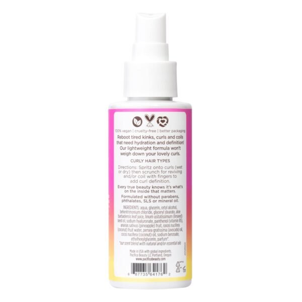 Pacifica Pineapple Curls Refresher Mist Frizz Control Spray & Curly Hair Enhancing -w/Hyaluronic Acid Vitamin B5 & Natural Plant Oils Revitalizes Curls - Vegan Cruelty Free Dermatologist Tested