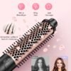 5 in 1 Curling Iron with Thermal Brush and 4 Interchangeable Ceramic Barrels(1/2 to 1 1/2 inch), Curling Wand Set with Flat Iron, Fast Heating, Dual Voltage Hair Curler, Gifts for Women