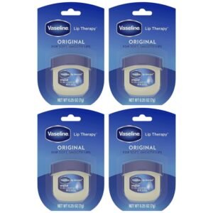 Vaseline Lip Therapy Original 4-Pack – Moisturizing Lip Balm for Very Dry Lips in Mini Jars, 0.25 Oz Ea