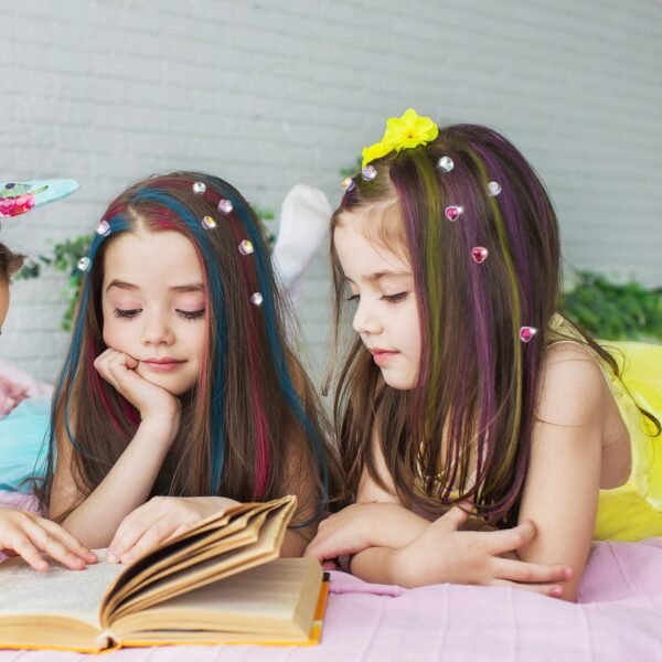 71OSFLJjlL._SL1500_.jpg Temporary Hair Chalk with Hair Gem Stamper Kit, Hair Styling Tool with REUSABLE Shining Diamonds, Washable Hair Chalk Hair Color Dye for Girls, Toys Gifts for Girls Ages 4 5 6 8-12