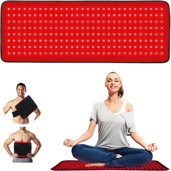 LOVTRAVEL New 31.5'' X 11.8'' LED 660nm Red Light and 850nm Near Infrared Light Therapy Devices Mat Large Wearable Pads Belt Wrap for Body Pain Relief