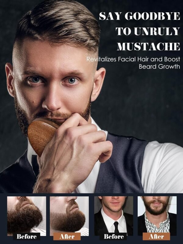 71OVKnOc03L._SL1500_.jpg Beard Brush, Natural Boar Bristles Beard Brush for Men and Wooden Sandalwood Pocket Beard Comb Set, Facial Hair Grooming Kit with Mustache Scissors as a Styling Tool, Growth, Detangles, Shine
