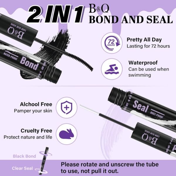 71OddHyEOEL._SL1500_.jpg Lash Bond and Seal Waterproof 10ML Eyelash Bond and Seal Lash Glue for Lash Clusters 72 Hours Black Lash Glue and Bond Super Strong Lash Extension Bond and Seal Long Lasting (NewST-HEI New)