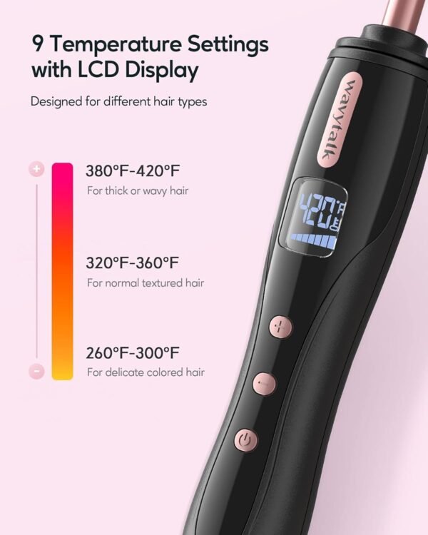 71OmPwhTJL._AC_SL1500_.jpg Wavytalk 3/8 Inch Small Curling Iron Wand for Short & Long Hair, Ceramic Barrel with Adjustable Temperature, Heat Resistant Glove Included (Rose Pink)