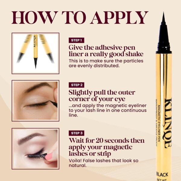 71OmqXNwgKL._SL1500_.jpg KLINQE Black Eyeliner Eyelash Glue Liner, Latex Free Lash Adhesive, Strong Hold, Glue Pen For Strip Lash, Magnetic Eyelashes, Smudge Proof, Eye Jewelry