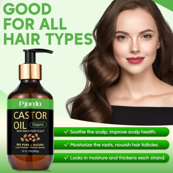 Cold Pressed Unrefined Castor Oil - 100% Pure, Hexane-Free for Hair Growth, Thicker Eyelashes & Eyebrows, Skin Moisturizer, 20 fl. oz