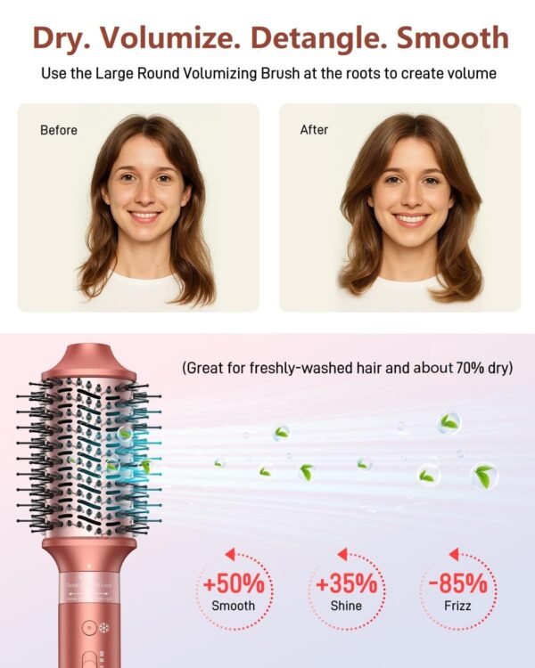 71OxvTdaEBL._SL1500_.jpg 5 in 1 Hair Styler Hair Dryer Brush - High-Speed Hot Air Styler Wrap, Fast Drying No Heat Damage Ionic Blow Dryer Brush for Volumize, Curl, Straighten, Frizz-Free Multi Stylers with Travel Bag