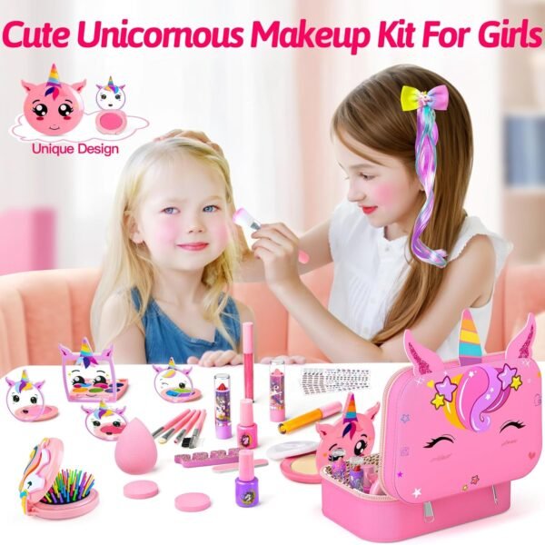 Kids Makeup Kit for Girl - Kids Washable Makeup Girls Toys with Cosmetic Case, Real Girl Makeup Sets for Kid Children Christmas Birthday Gifts Toys for 3 4 5 6 7 8-12 Year Old Girls
