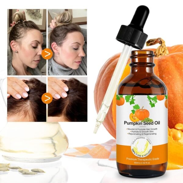 71P4A1r5GL._SL1500_.jpg Pumpkin Seed Oil for Hair Growth 60ML, Organic Pure Pumpkin Essential Oil for Hair, Eyebrow & Eyelash Growth, Skin Care, Scalp Massage