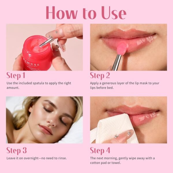 71P6pJiEgAL._SL1500_.jpg KIMUSE Lip Mask, Lip Sleeping Mask: Moisturizing, Hydrating, Nourishing Lip Care Products, Vitamin C, Shea Butter & Antioxidants, Lip Mask Overnight Set for Dry Lip, Flaky