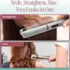 71PJDIt2IjL._AC_SL1500_.jpg Asani 2-in-1 Flat Iron Hair Straightener and Curler - Negative Ion Technology, Anti-Frizz Ceramic Coating, 5 Heat Settings - Fast Heating Styling Tool for Versatile Looks - Portable