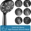 WRISIN Black Shower Faucet Set with Tub Spout (Valve Included), Black Shower Head and Handle Set, Bathtub Faucet with 4.7 Inch and 6 Setting Handheld