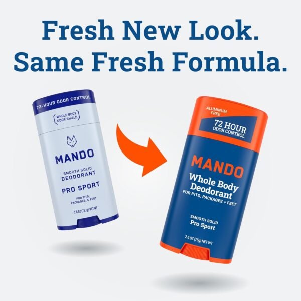 Mando Whole Body Deodorant - Invisible Cream and Solid Formulas - 72 Hour Odor Control - Aluminum & Baking Soda Free - Skin Safe - 3 oz Cream & 2.6 oz Solid Bundle - Pro Sport