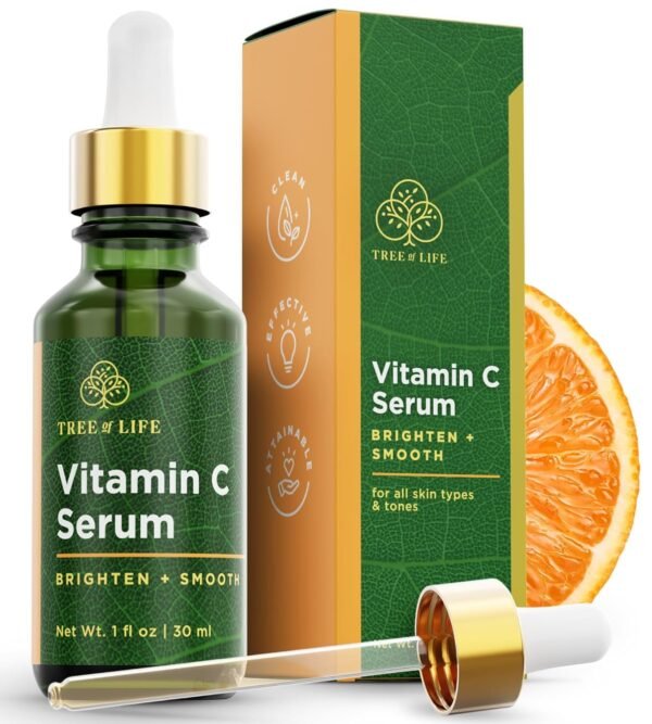 71PRNW2Bi0L._SL1500_.jpg Tree of Life Beauty Vitamin C Skin Care Set, Skin Brightening Face Oil for Dark and Age Spots, Facial Serums for Dry and Sensitive Skin with Hyaluronic Acid & Vitamin E for Soft Smooth Skin, 1 Fl Oz