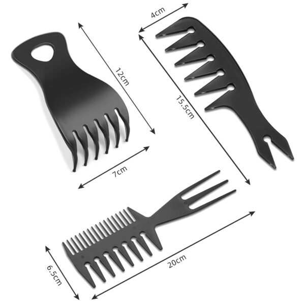 3 Pieces Styling Comb Set - Texturizing, Tri-Comb, Double Side Brushes, Wide Tooth Shaping and Teasing Wet Tools for Long, Thick, Curly Hair