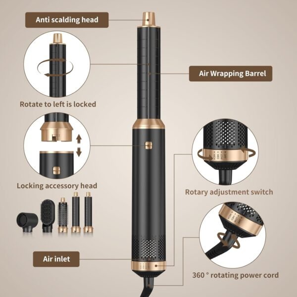 71PfLIdRvgL._AC_SL1500_.jpg 5 in 1 Blow Dryer Brush, Upgrade Hair Dryer Brush Air Curler Air Curling Wrap Styler, Detachable Hot Air Brush Negative Ion Curling Brush Iron, Hair Styling Tools for Drying Curling Straightening
