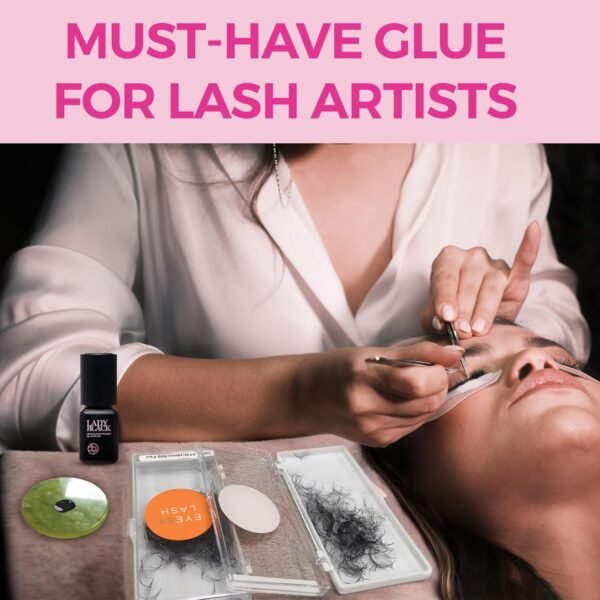 71PjwXkdbSL._SL1500_.jpg Lady Black Eyelash Extension Glue 5ml 3-4s Drying Time 5-6 Weeks Retention Sky Black Adhesive Waterproof Eyelash Glue for Lash Extensions Professional Lash Supplies (PROFESSIONAL USE ONLY)