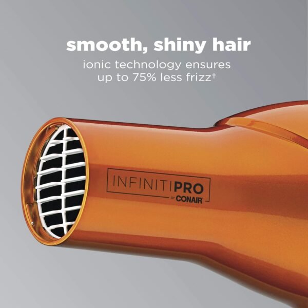 71PlypZGRgL._AC_SL1500_.jpg INFINITIPRO by CONAIR Hair Dryer with Diffuser | Salon Performance AC Motor Blow Dryer | Includes Diffuser, Concentrator and Bonus Blow-Out Brush | Orange | Packaging May Vary