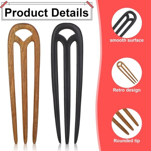 71PzpyKUXVL._SL1500_.jpg Wooden Hair Fork, 2 Pcs Ebony Sandalwood French Hair Pin Handmade Carved Hair Sticks for Buns Vintage Hair Styling Tool for Women Girls Chignon Updo Hair Accessories