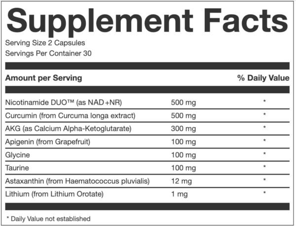 71Q00YaUDRL._AC_SL1500_.jpg AEON White Liposomal NAD+ Longevity Complex, with Curcumin, NAD+, NR, Astaxanthin, AKG, Apigenin, Glycine, Anti-Aging Supplement, Vegan, 60 Capsules